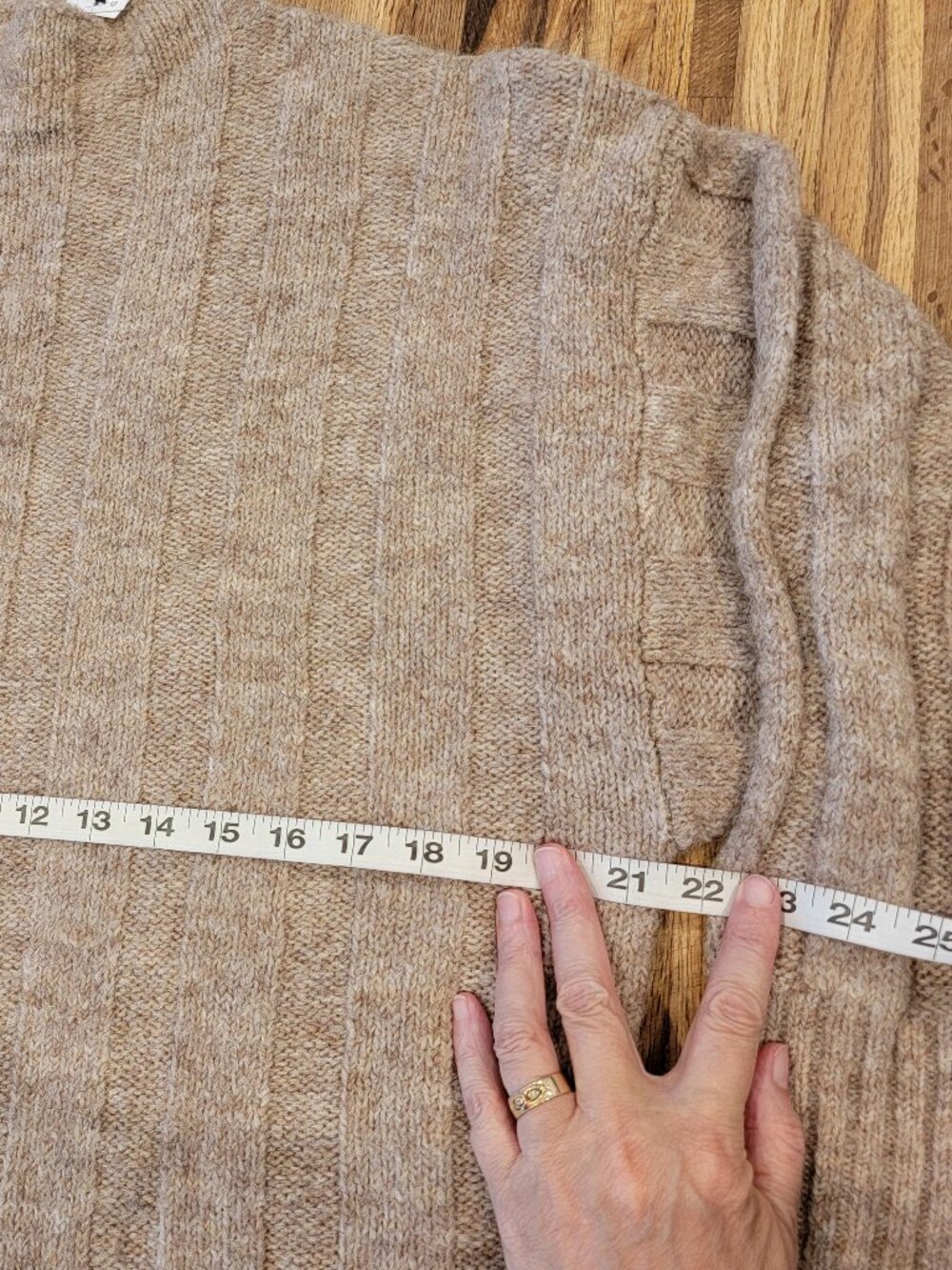 Topshop knitted oversized funnel neck wide rib mini dress in mushroom - Picture 8 of 13